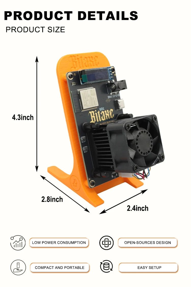 Bitaxe Gamma 601 Bitcoin Solo Miner — 1.5TH/s 25W Open Source with Power Supply - Authority Asset Brand