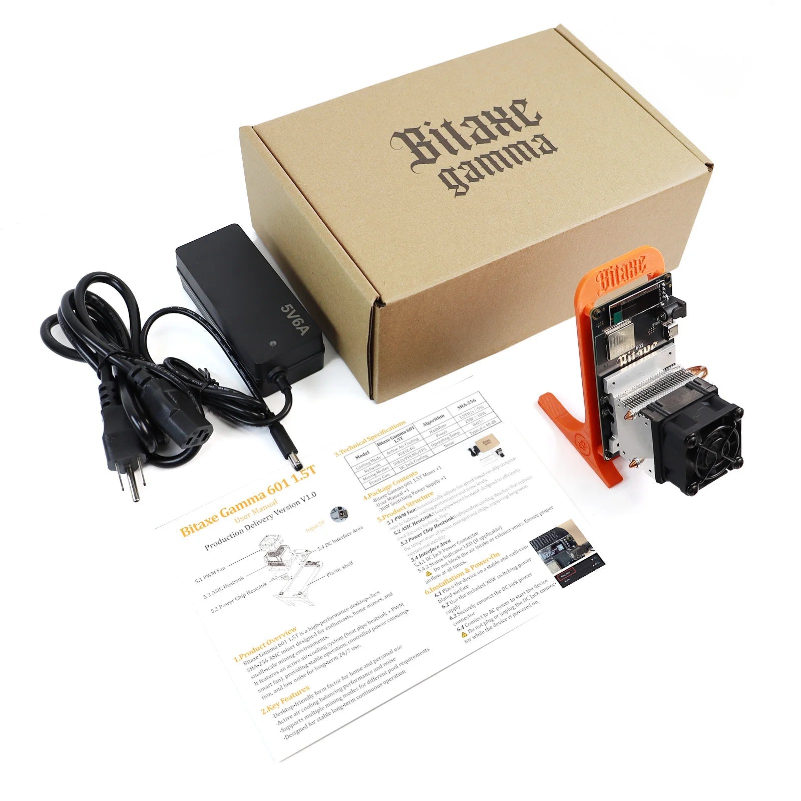 Bitaxe Gamma 602 Bitcoin Solo Miner — 1.5–1.7TH/s BM1370 Open Source with Power Supply - Authority Asset Brand