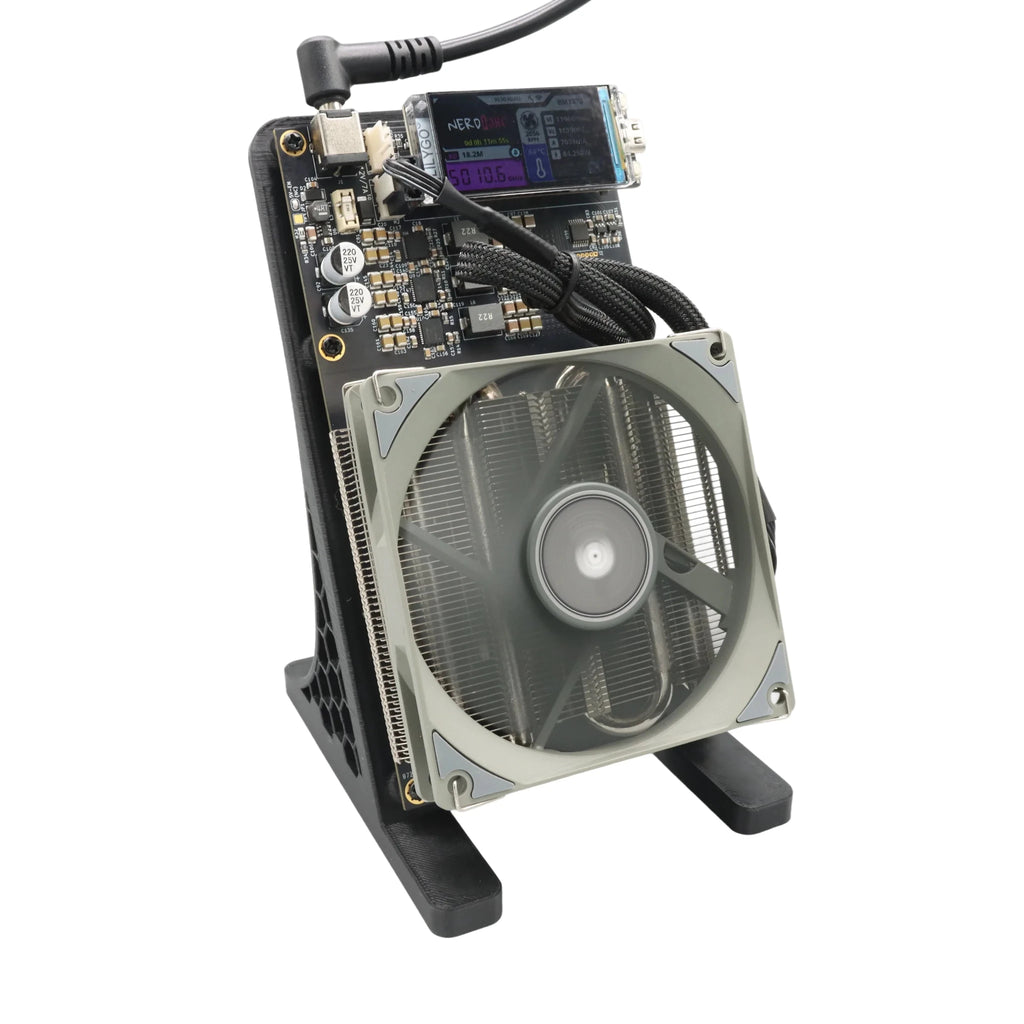 Bitaxe NerdQaxe++ Bitcoin Miner — 4.8TH/s 68W 4×BM1370 ASIC with 120W Power Supply - Authority Asset Brand