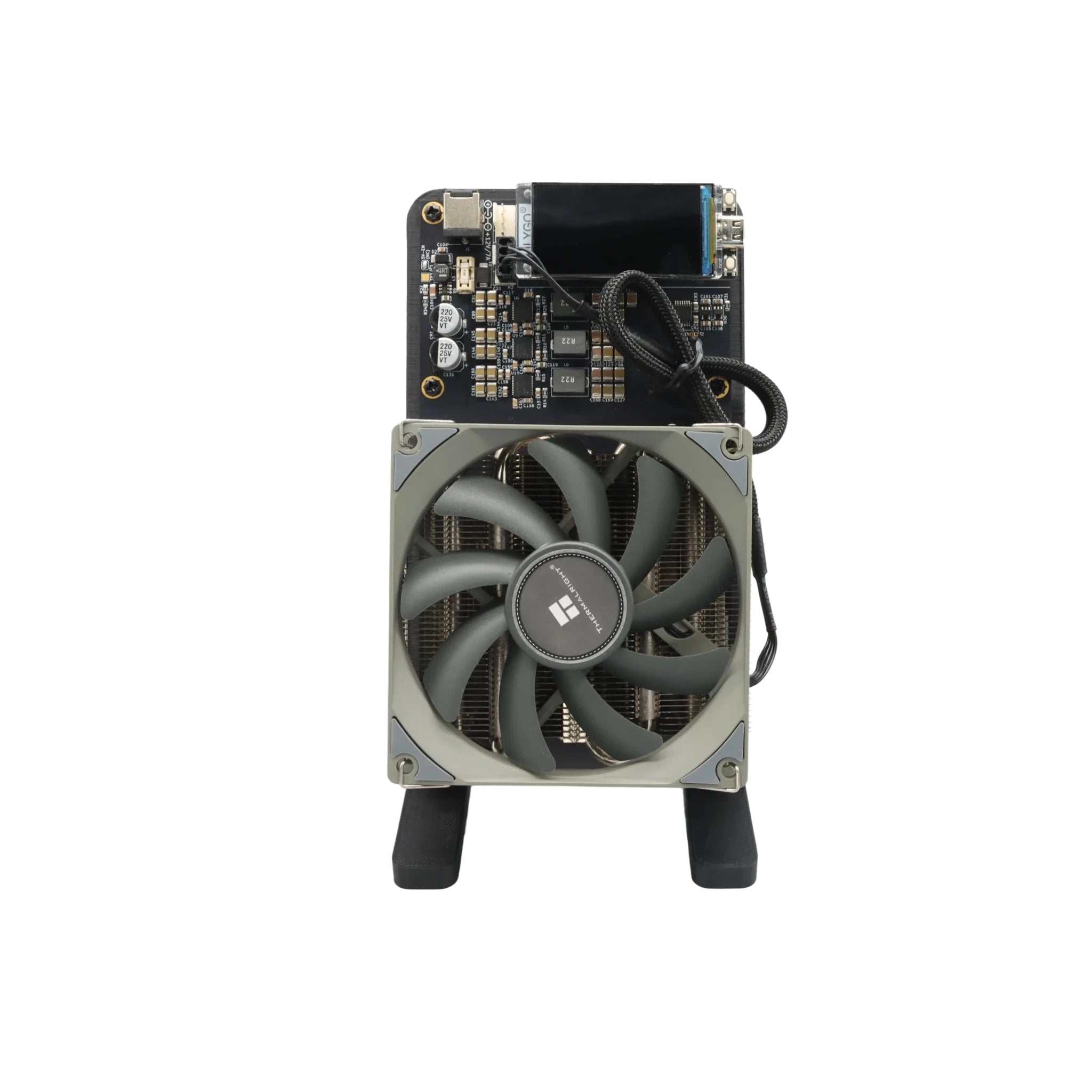 Bitaxe NerdQaxe++ Bitcoin Miner — 4.8TH/s 68W 4×BM1370 ASIC with 120W Power Supply - Authority Asset Brand
