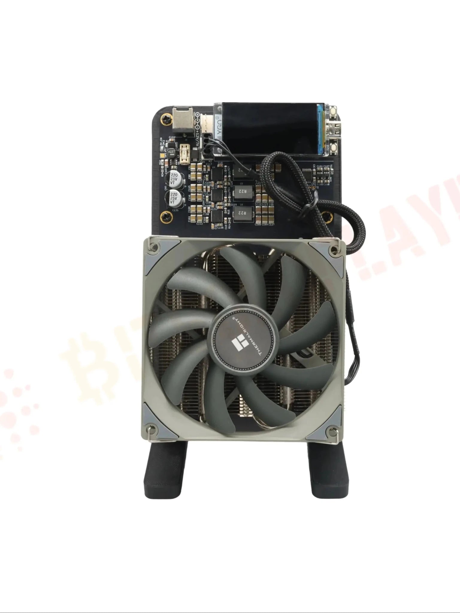 Bitaxe NerdQaxe++ Bitcoin Miner — 4.8TH/s 68W 4×BM1370 ASIC with 120W Power Supply - Authority Asset Brand