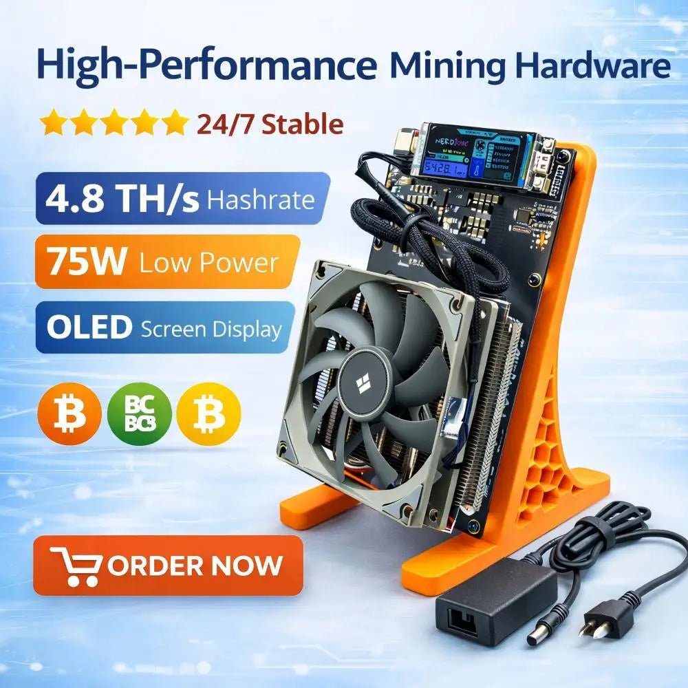 Bitaxe NerdQaxe++ Bitcoin Miner — 4.8TH/s 75W 2.4GHz WiFi Open-Source Solo Mining Machine - Authority Asset Brand