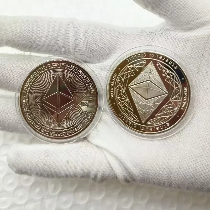 Bitcoin & Ethereum Commemorative Coin Medal — Gold & Silver Crypto Collector's Coin - Authority Asset Brand