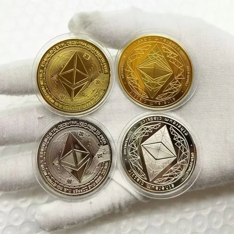 Bitcoin & Ethereum Commemorative Coin Medal — Gold & Silver Crypto Collector's Coin - Authority Asset Brand
