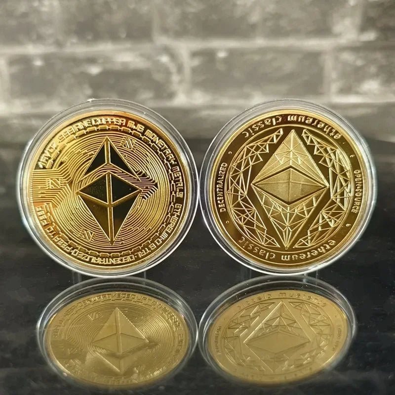 Bitcoin & Ethereum Commemorative Coin Medal — Gold & Silver Crypto Collector's Coin - Authority Asset Brand