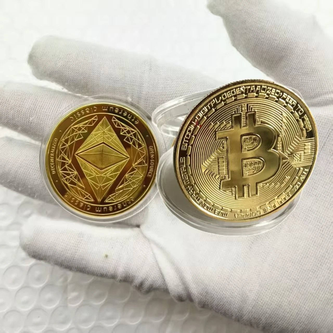 Bitcoin & Ethereum Commemorative Coin Medal — Gold & Silver Crypto Collector's Coin - Authority Asset Brand