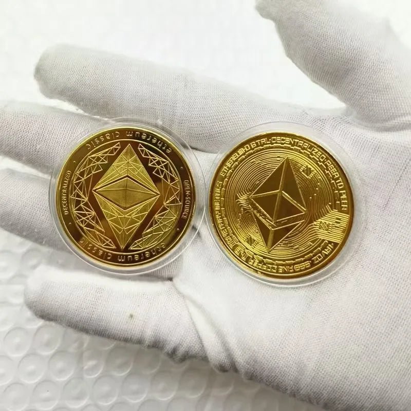 Bitcoin & Ethereum Commemorative Coin Medal — Gold & Silver Crypto Collector's Coin - Authority Asset Brand