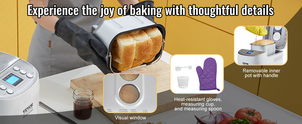 15-in-1 Automatic Bread Maker — 2/3 lb Dough Machine, Nonstick Ceramic Pan, Gluten-Free Setting