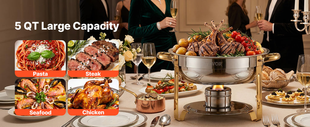 4-Pack Stainless Steel Chafing Dish Buffet Set – Full Size Catering Warmer for Parties
