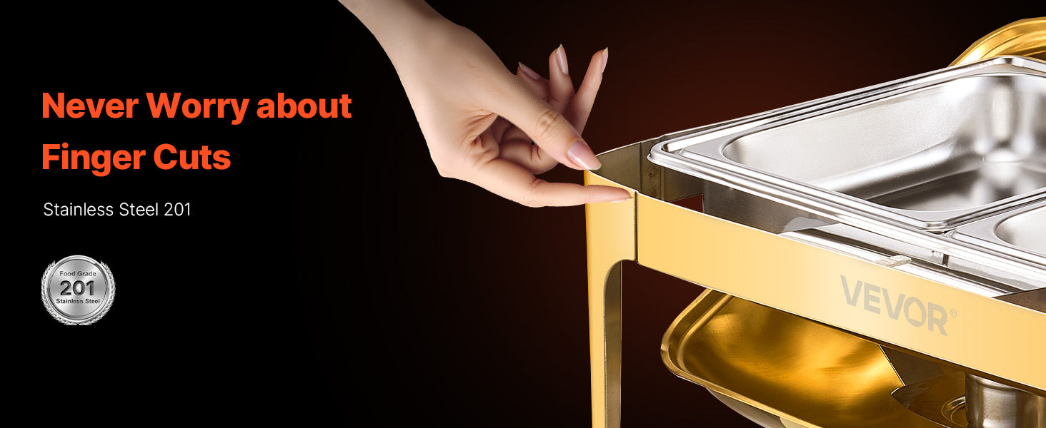 9 Qt Roll Top Chafing Dish Buffet Server — Stainless Steel Chafer with Visible Lid