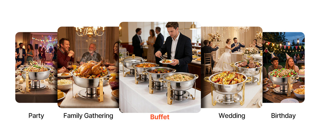 4-Pack Stainless Steel Chafing Dish Buffet Set – Full Size Catering Warmer for Parties
