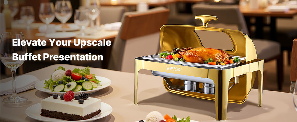 9 Qt Roll Top Chafing Dish Buffet Server — Stainless Steel Chafer with Visible Lid