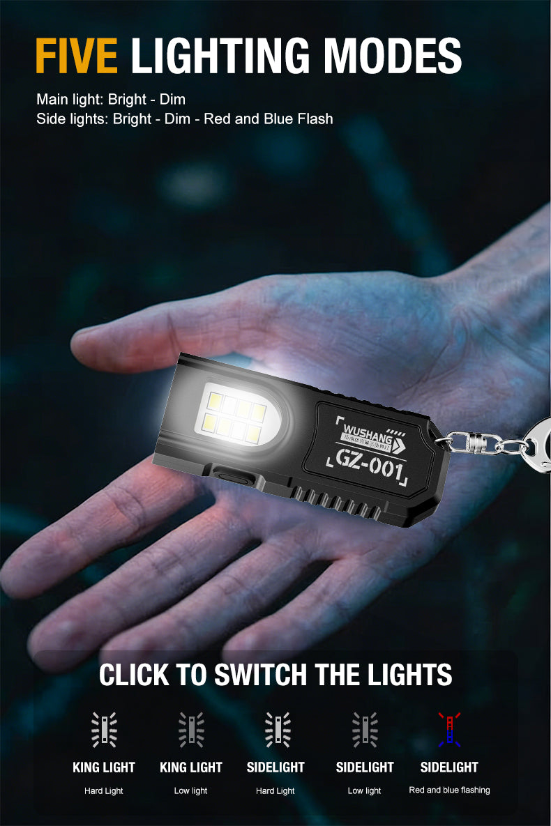 Keychain COB LED Flashlight – USB Rechargeable Mini Torch with Pen Clip & Magnetic Base