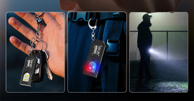 Keychain COB LED Flashlight – USB Rechargeable Mini Torch with Pen Clip & Magnetic Base