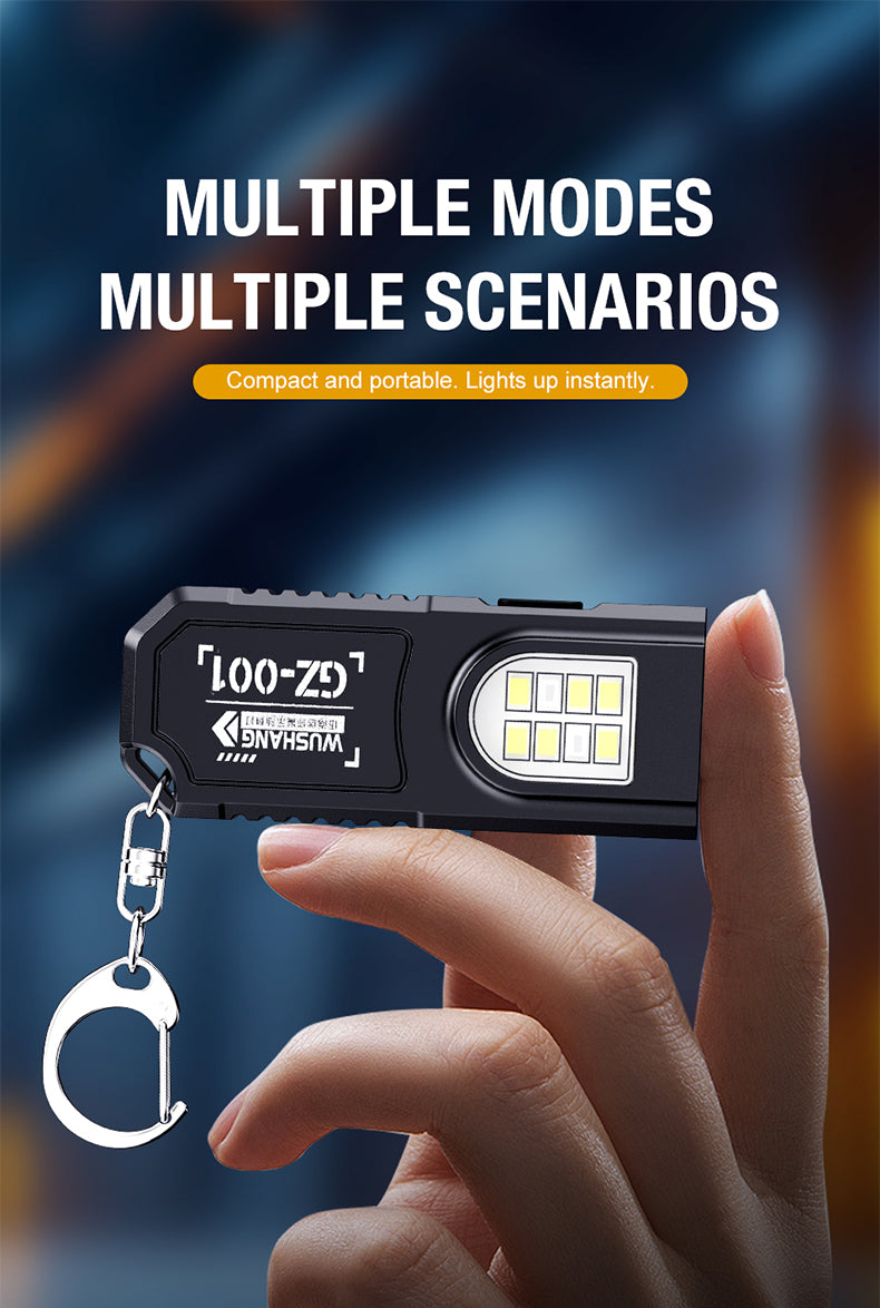 Keychain COB LED Flashlight – USB Rechargeable Mini Torch with Pen Clip & Magnetic Base