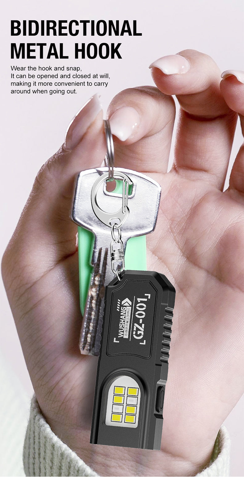 Keychain COB LED Flashlight – USB Rechargeable Mini Torch with Pen Clip & Magnetic Base