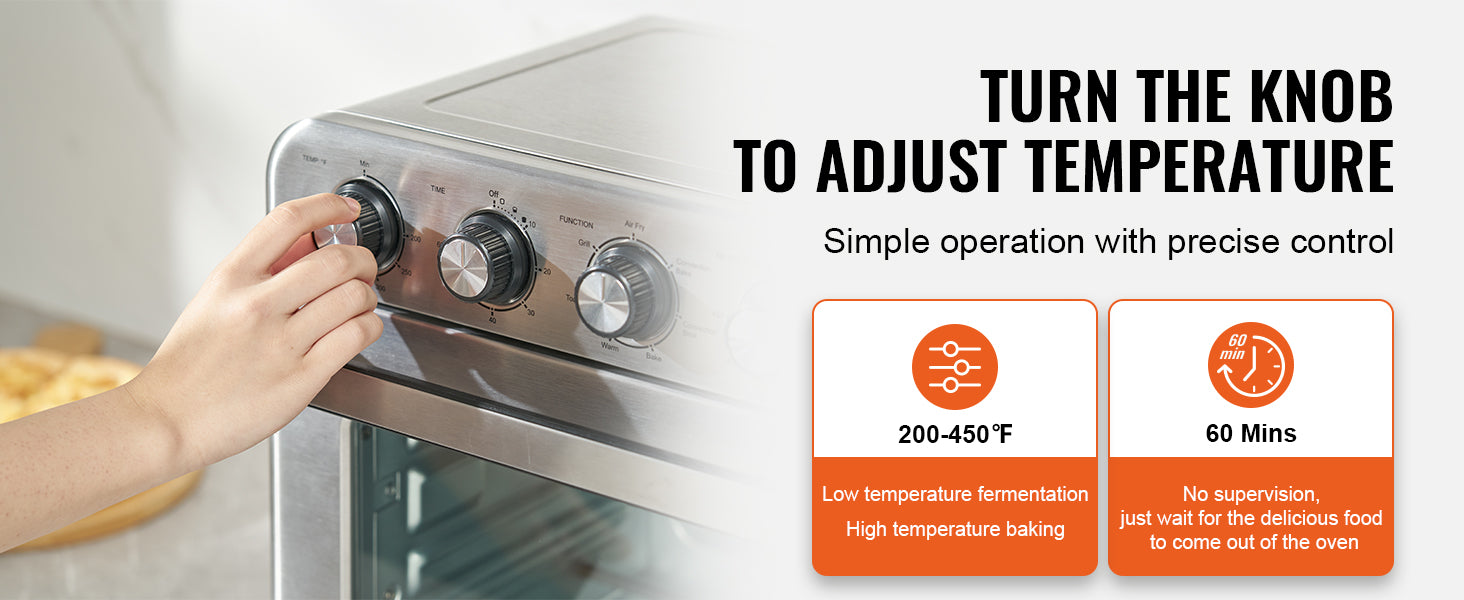 18L Air Fryer Toaster Oven 1700W — Stainless Steel Countertop Combo with Grill