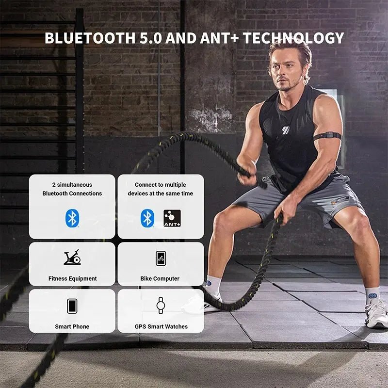 COOSPO HW9 Armband Heart Rate Monitor — HR Zones, Calories, BLE 5.0 & ANT+ for Peloton, Zwift & Wahoo - Authority Asset Brand