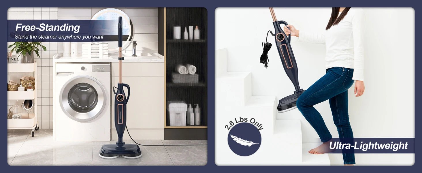 Devoac VM6 Steam Mop Cleaner — 10-in-1, 1300W, Rotating Spin Pad, 3 Steam Modes - Authority Asset Brand