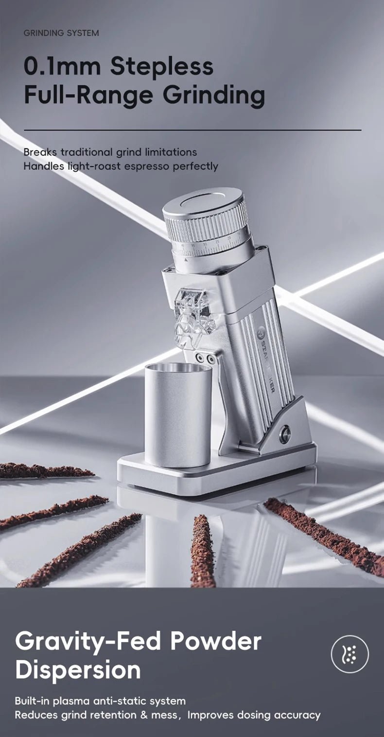 Electric Burr Coffee Grinder — 72W Conical Burr, 11+ Grind Settings, Aluminum Body - Authority Asset Brand