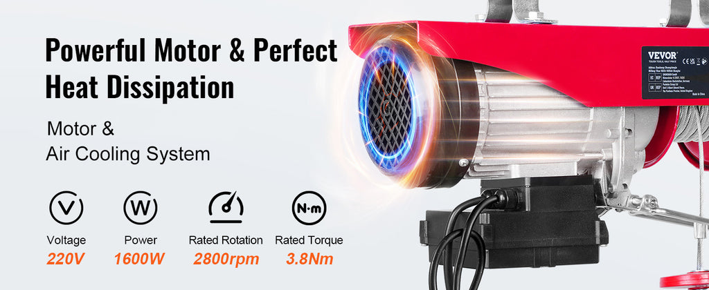 SucceBuy Electric Hoist Lifting Crane — 400-1000kg, Wireless Remote, Pure Copper Motor, CE Certified