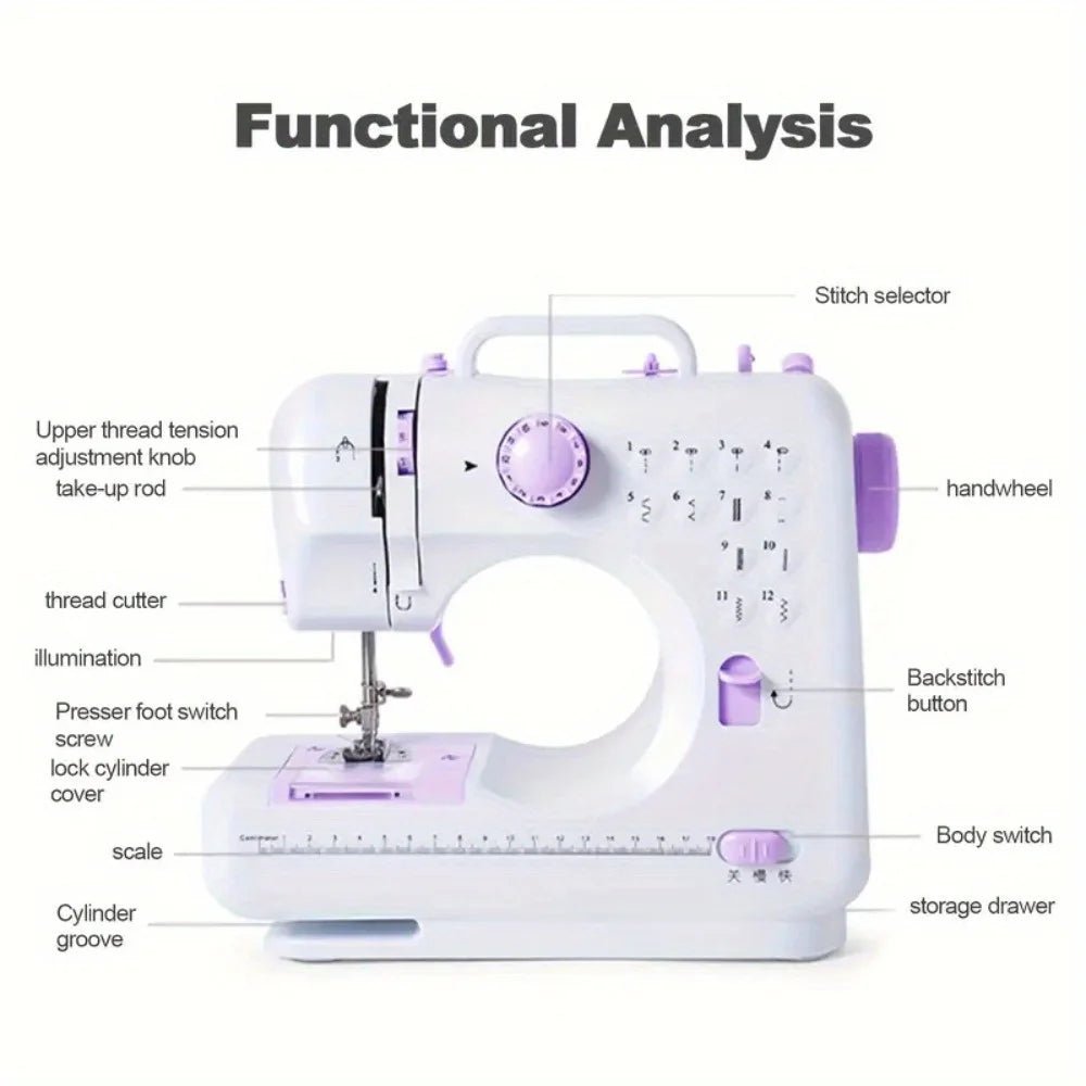 Electric Sewing Machine with Extension Table & 12 Built-In Stitches - Authority Asset Brand