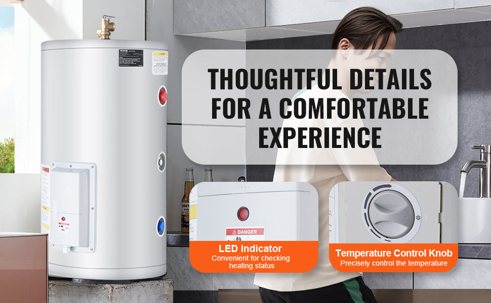 Electric Water Heater Tank 40/70L — 1.6kW Instant Hot Water with LED Display, IPX4