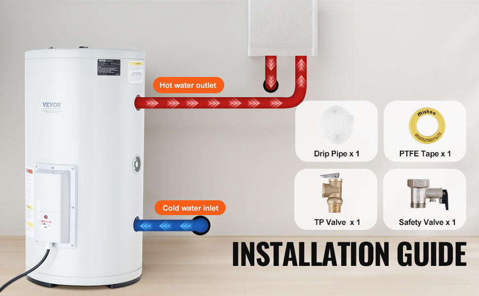 Electric Water Heater Tank 40/70L — 1.6kW Instant Hot Water with LED Display, IPX4