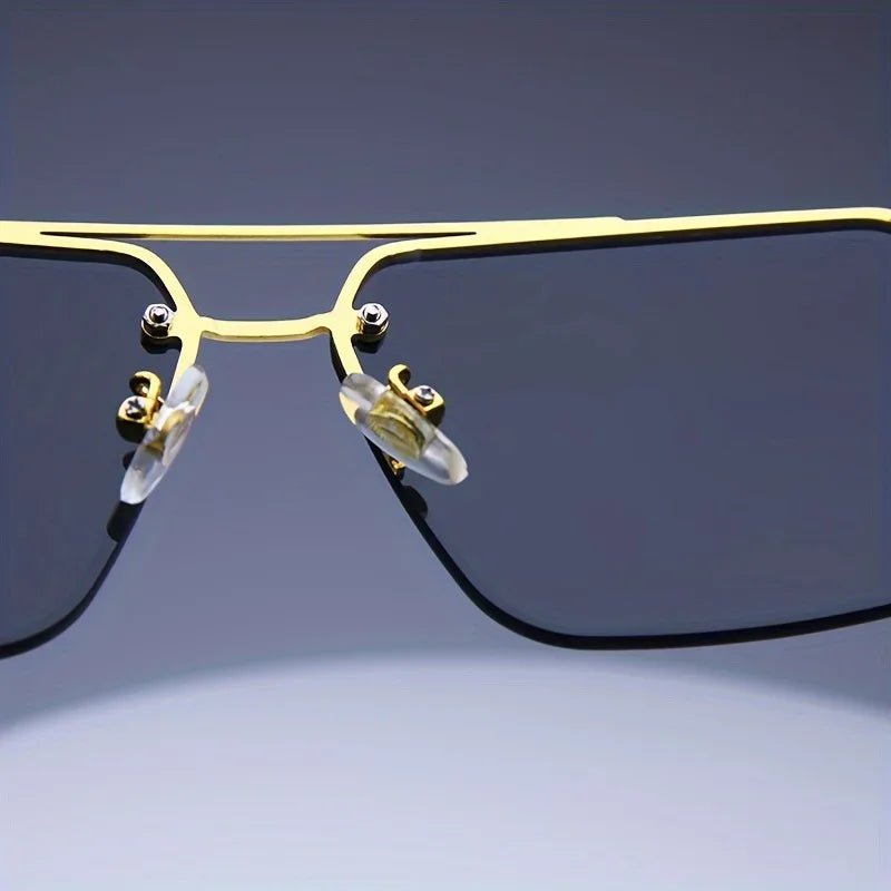 Fashion Rimless Sunglasses | Frameless Small Square UV Protection Shades for Men & Women - Authority Asset Brand
