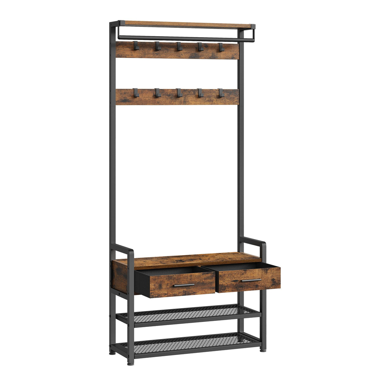 VASAGLE Coat Rack with Shoe Bench – Separable Design, Entryway Hall Tree & Storage Organizer