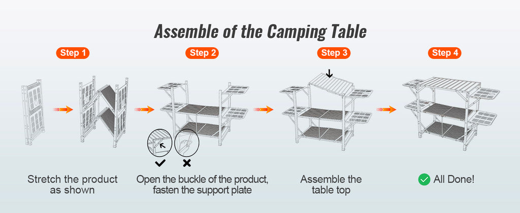 SucceBuy Folding Camping Kitchen Table — Portable Aluminum Cook Station for Outdoor BBQ & Picnics