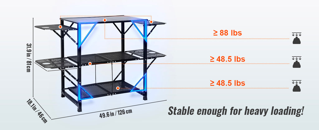 SucceBuy Folding Camping Kitchen Table — Portable Aluminum Cook Station for Outdoor BBQ & Picnics