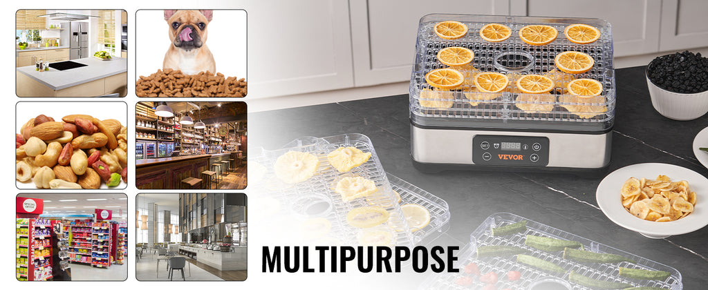 5-Tray Food Dehydrator 300W — Stainless Steel with Digital Timer & Adjustable Temperature