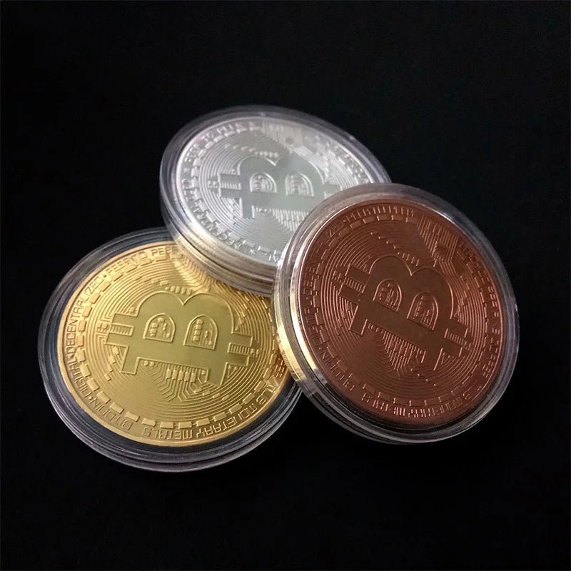 Gold Plated Bitcoin Commemorative Coin — Casascius Style BTC Collector's Metal Coin - Authority Asset Brand