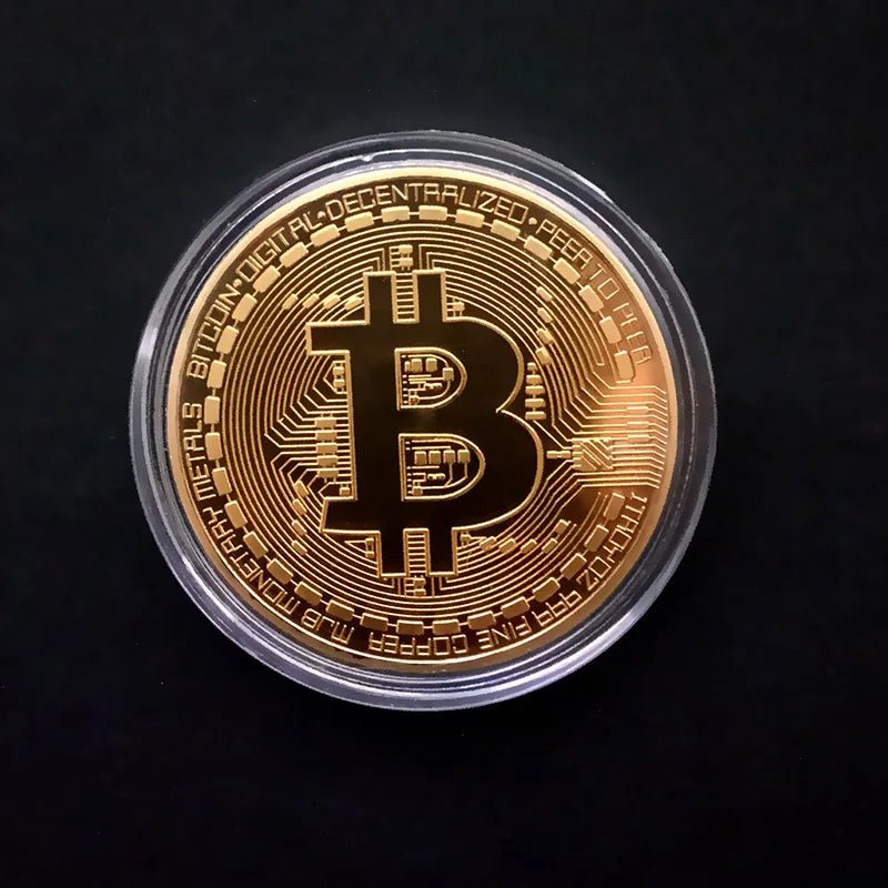 Gold Plated Bitcoin Commemorative Coin — Casascius Style BTC Collector's Metal Coin - Authority Asset Brand