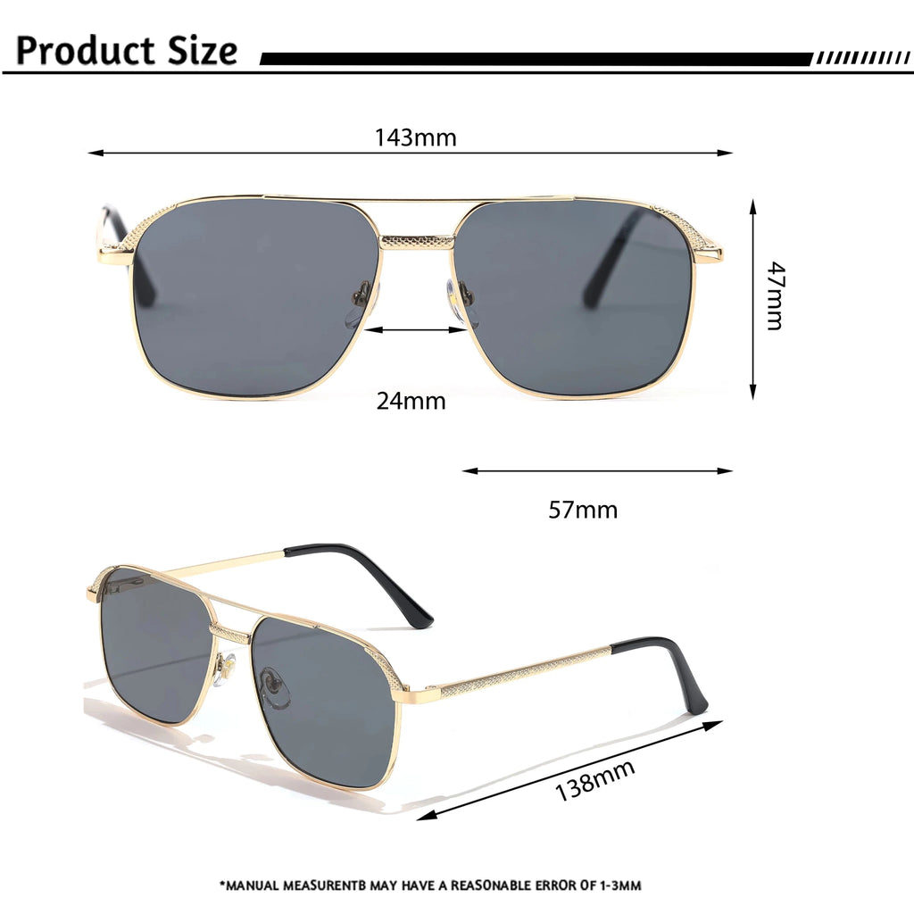HBK Unisex Retro Double-Bridge Sunglasses | Vintage Reflective Lens UV400 Luxury Metal Frame - Authority Asset Brand