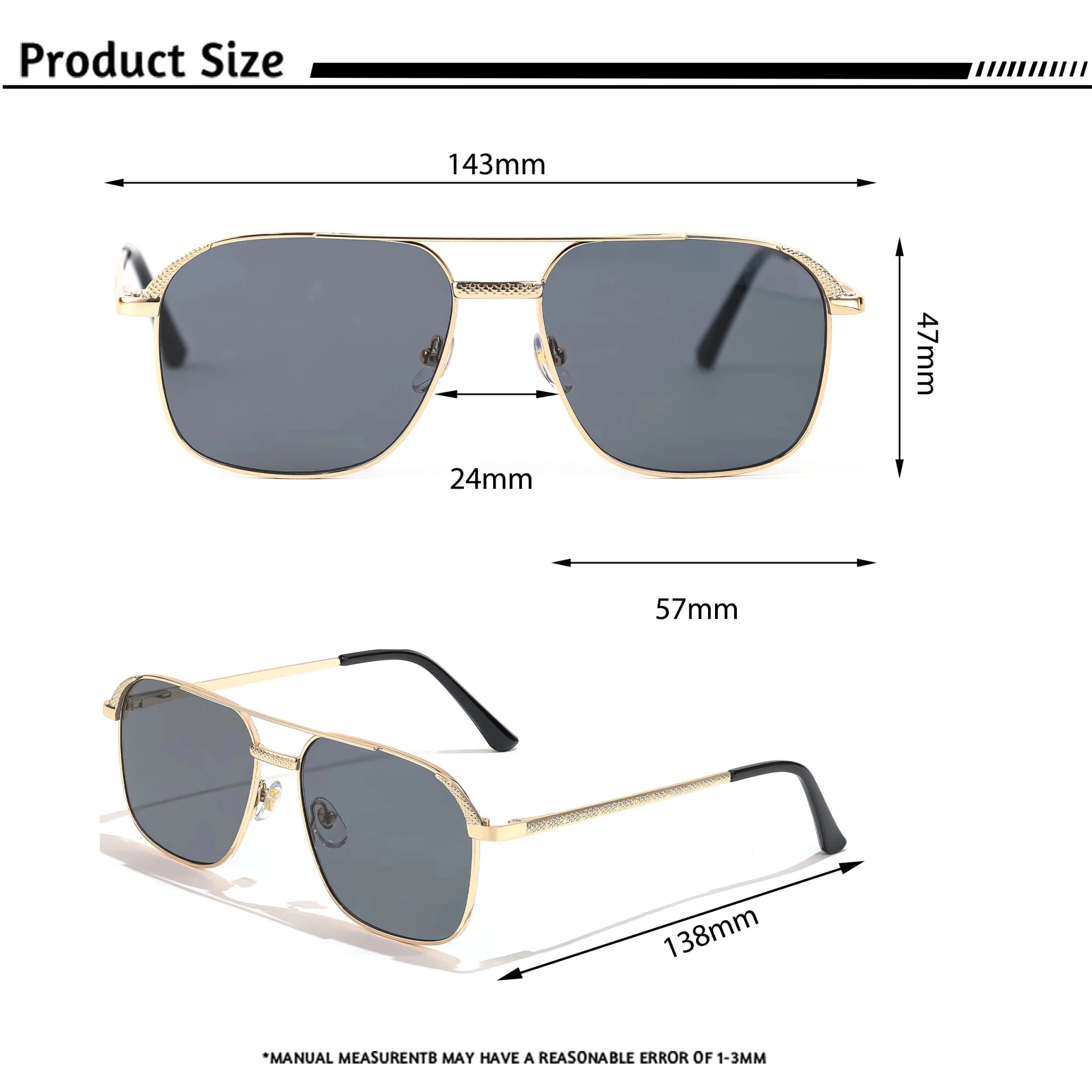 HBK Unisex Retro Double-Bridge Sunglasses | Vintage Reflective Lens UV400 Luxury Metal Frame - Authority Asset Brand