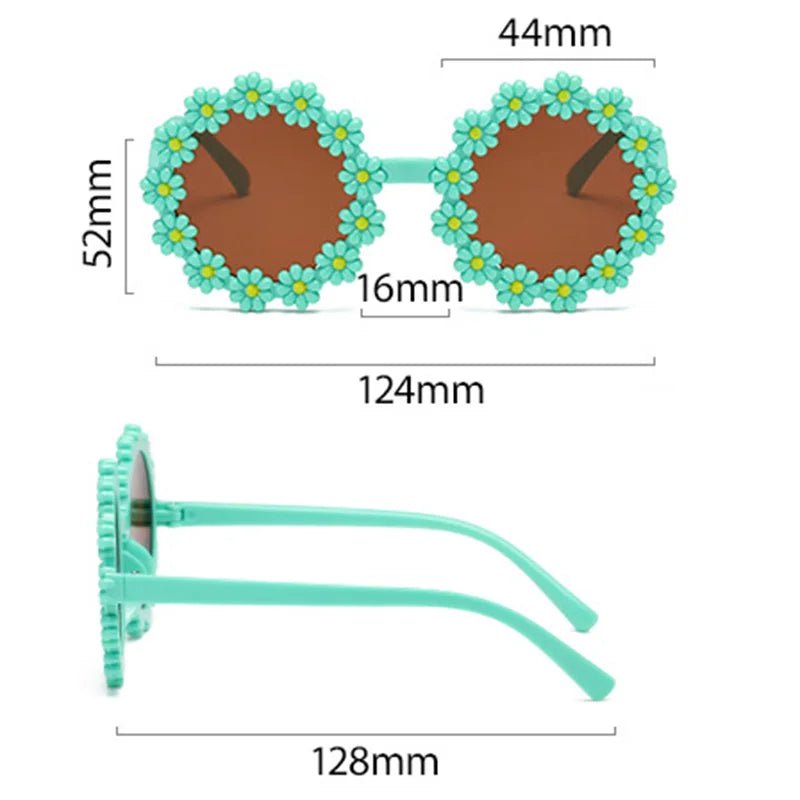 Kids Round Flower Daisy Sunglasses | Cute UV Protection Outdoor Party Shades for Children - Authority Asset Brand