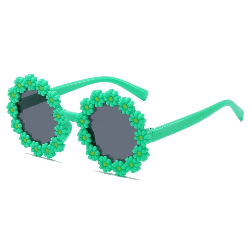 Kids Round Flower Daisy Sunglasses | Cute UV Protection Outdoor Party Shades for Children - Authority Asset Brand