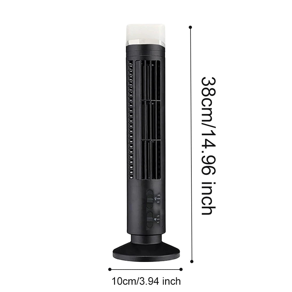 LED Bladeless Tower Fan — USB Powered, 2-Speed, Safe for Kids & Pets, Space-Saving Design - Authority Asset Brand