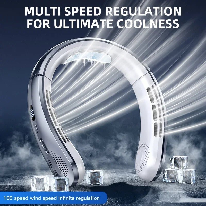 Lenovo 8000mAh Bladeless Neckband Fan — Digital Display USB Rechargeable Portable Neck Air Cooler - Authority Asset Brand