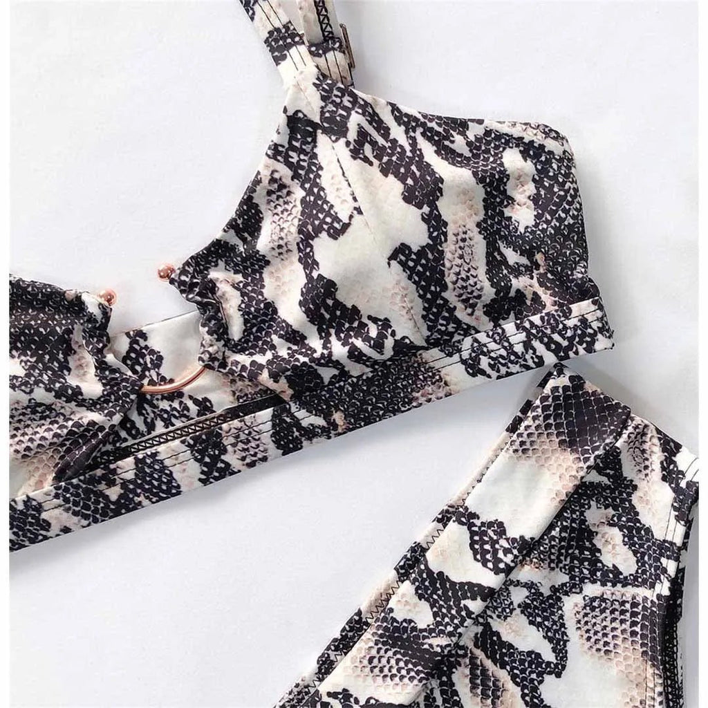 Leopard High Waist Bikini Set — Snake Print Two-Piece Swimsuit - Authority Asset Brand