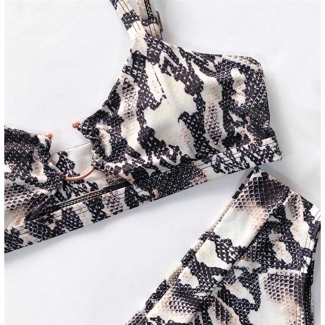 Leopard High Waist Bikini Set — Snake Print Two-Piece Swimsuit - Authority Asset Brand