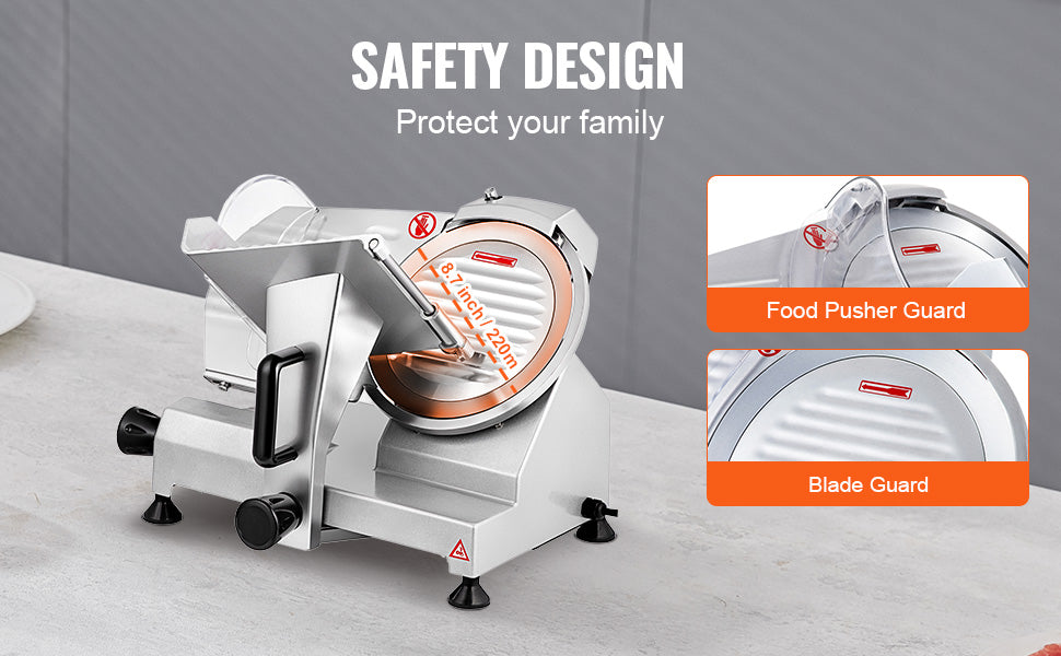 Electric Meat Slicer 8"/10" — Carbon Steel Blade, Adjustable Thickness for Deli, Meat & Cheese