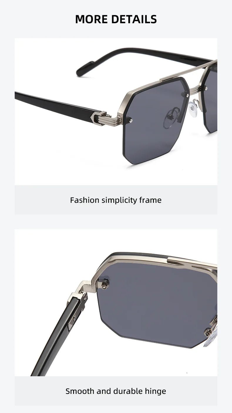 Men's Pilot Flat Top Half Frame Sunglasses | UV400 Classic Travel Casual Vintage Shades - Authority Asset Brand