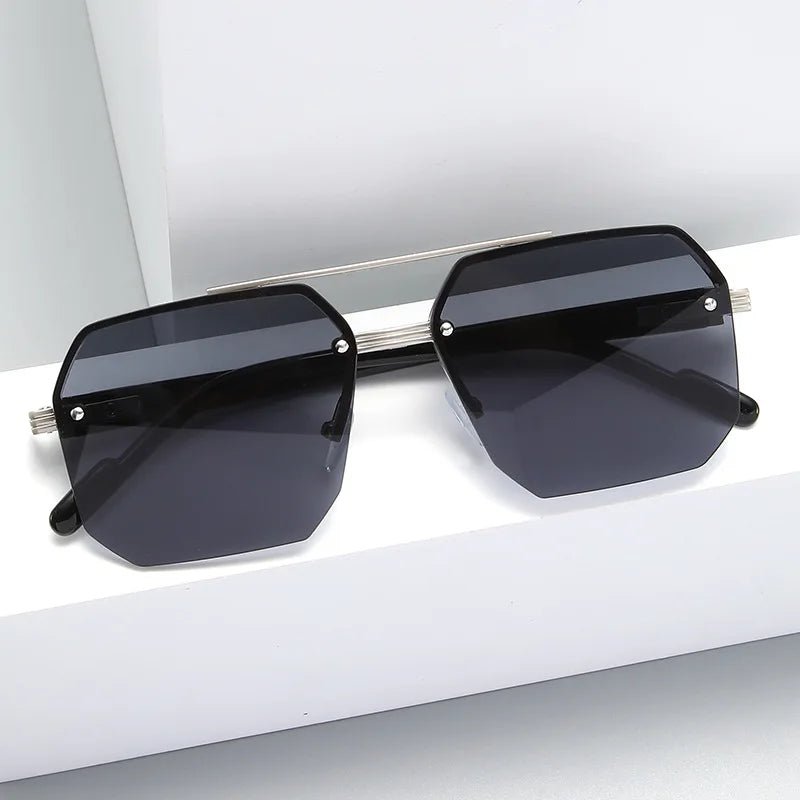 Men's Pilot Flat Top Half Frame Sunglasses | UV400 Classic Travel Casual Vintage Shades - Authority Asset Brand