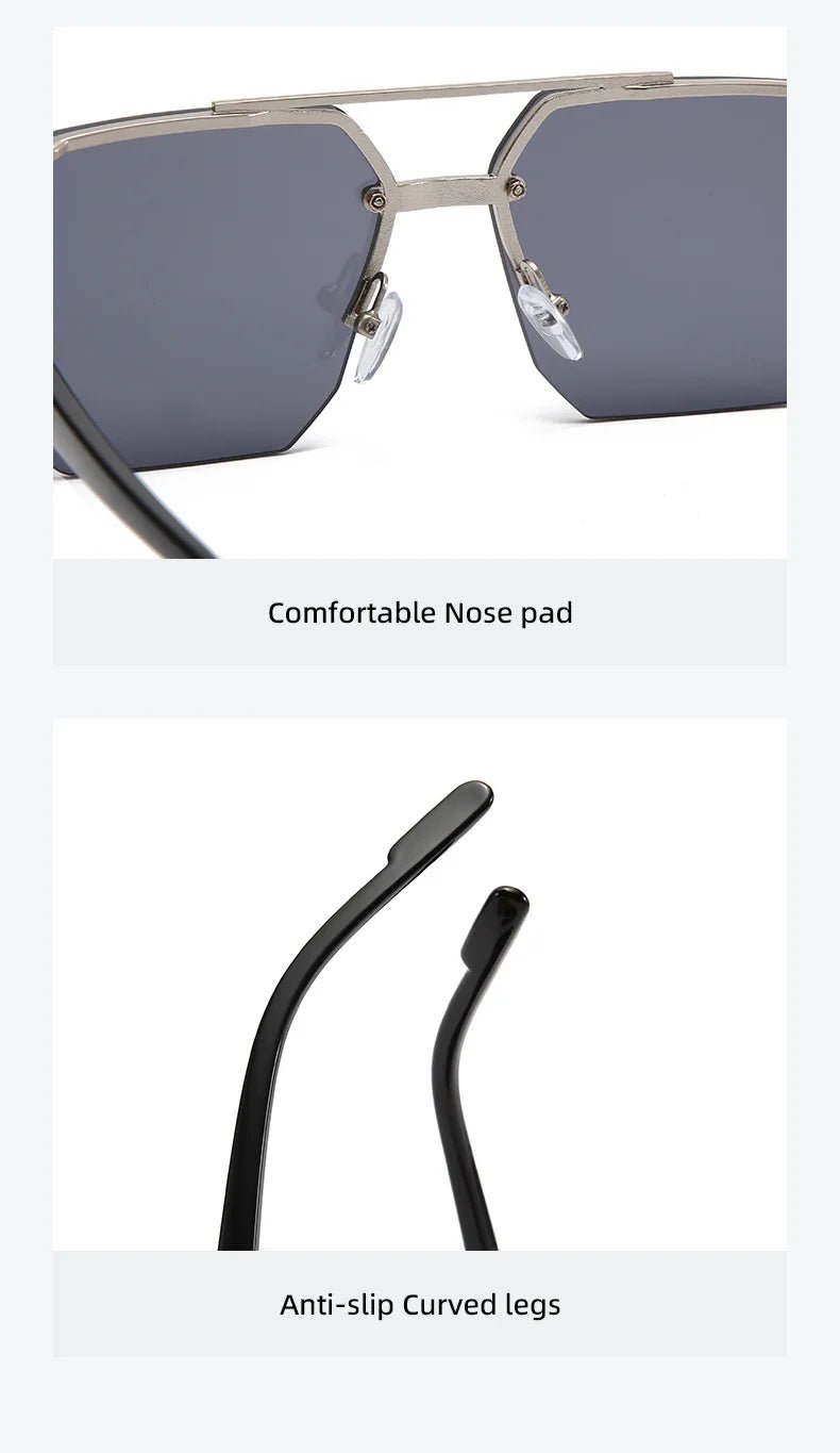 Men's Pilot Flat Top Half Frame Sunglasses | UV400 Classic Travel Casual Vintage Shades - Authority Asset Brand