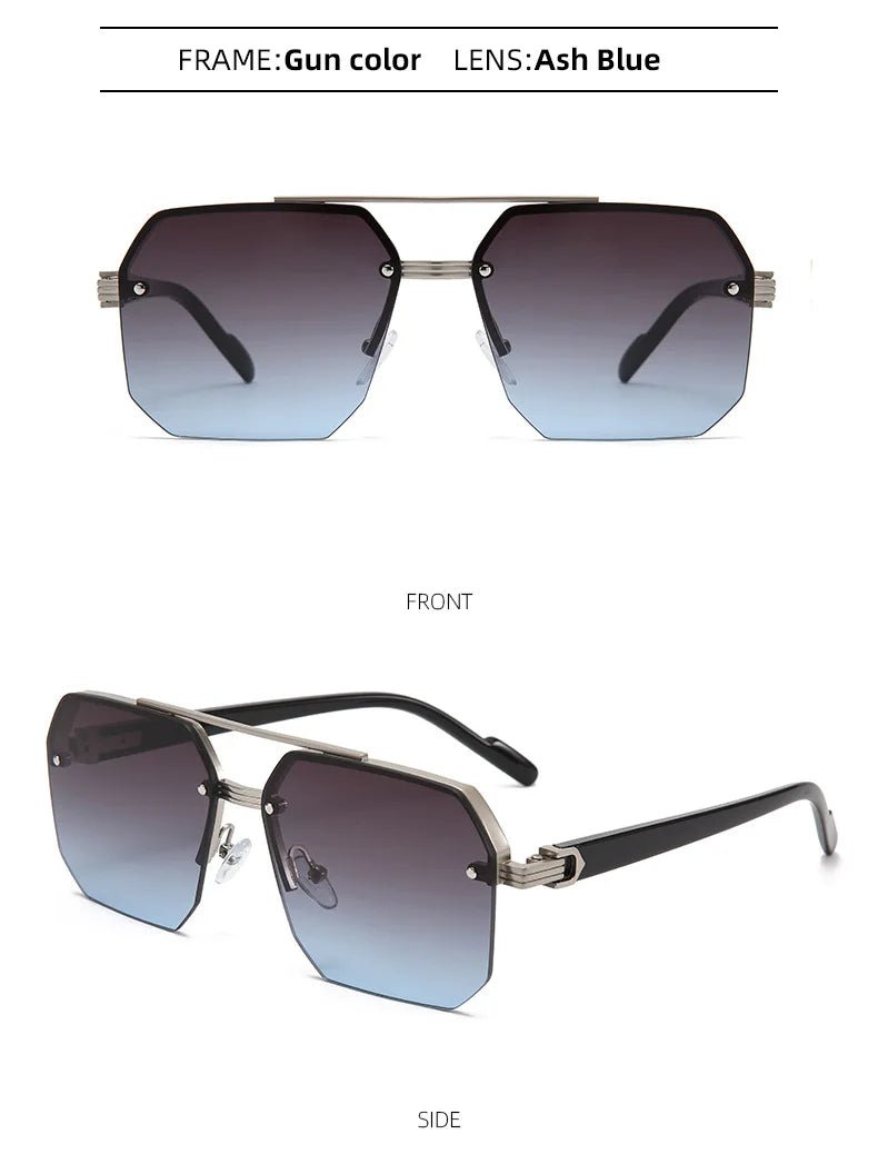 Men's Pilot Flat Top Half Frame Sunglasses | UV400 Classic Travel Casual Vintage Shades - Authority Asset Brand