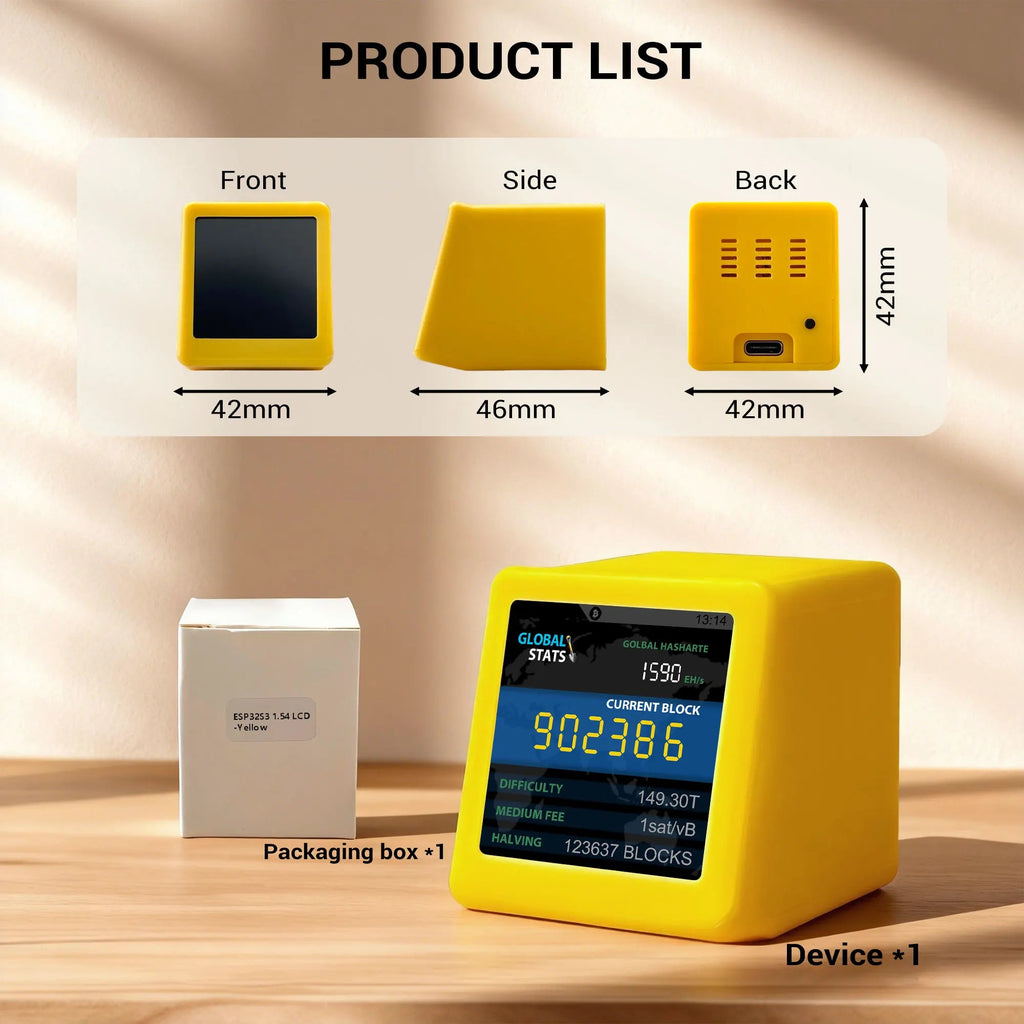 MINER MAKER USB Bitcoin Solo Miner — 1W Low Power ESP32 WiFi with 1.54" Desktop Clock Display - Authority Asset Brand