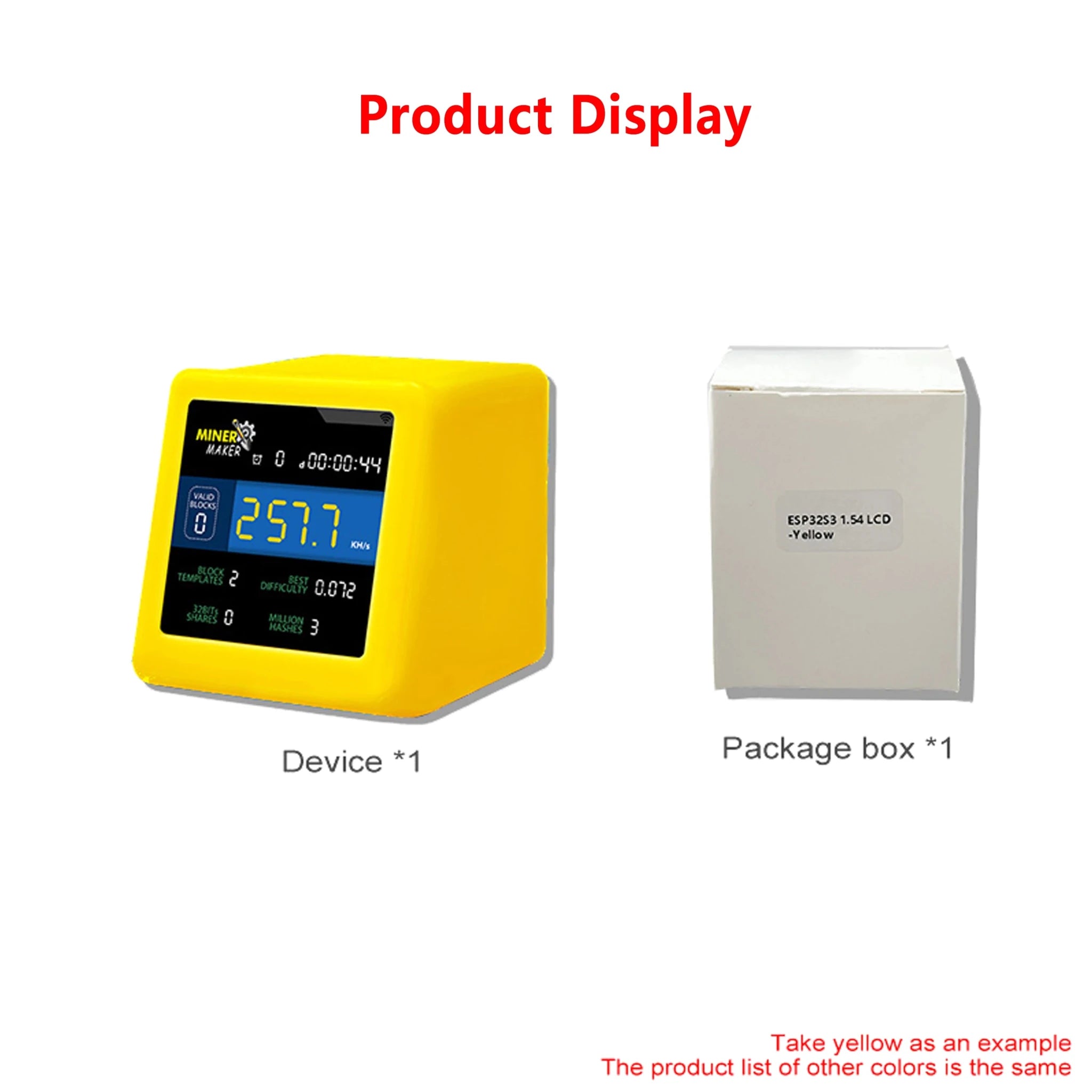 MINER MAKER USB Bitcoin Solo Miner — 1W Low Power ESP32 WiFi with 1.54" Desktop Clock Display - Authority Asset Brand